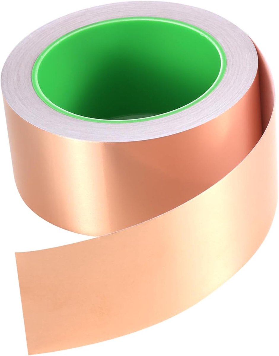 SnelShoppen - 50mm x 20m Koper Tape Tegen Slakken - Dubbelzijdige Conductieve EMI Kapton Tape voor Plant Bescherming, Snail Barrier, Copper Foil Tape