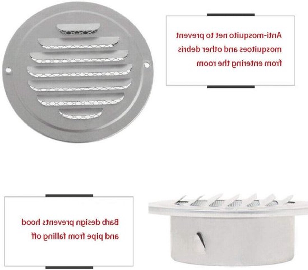 Ronde Ventilatierooster met Insectenbescherming voor Badkamer en Kantoor - 70mm Metaal Gri