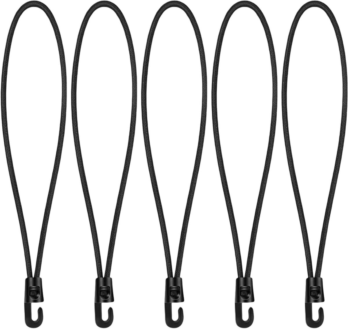 SnelShoppen - 15 Elastische Hakenbanden 26 cm Zwart voor Tentzeilen, Ladingen en Bagage, Robuuste Elastische Straps voor Camping, Fietsen en Trailers