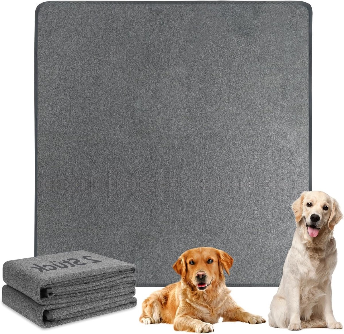 Wasbare Hond Pipi Matten Set van 2, 48" x 48", Antislip, Zeer Absorberend, Ideaal voor Puppy Training, Katten en Cavia's