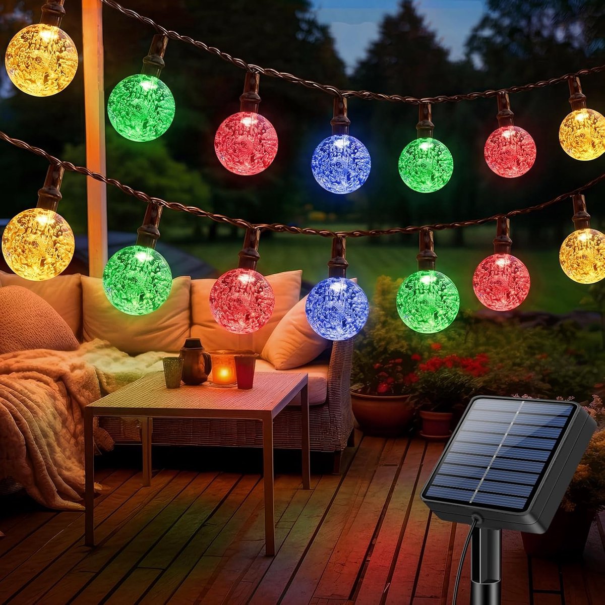 SnelShoppen - Solar Fairy Lights 15m met 50 LEDs, 8 Modi, Waterdichte Kristal Fairy Lights voor Buiten, Tuin, Balkon, Feesten, Bruiloften