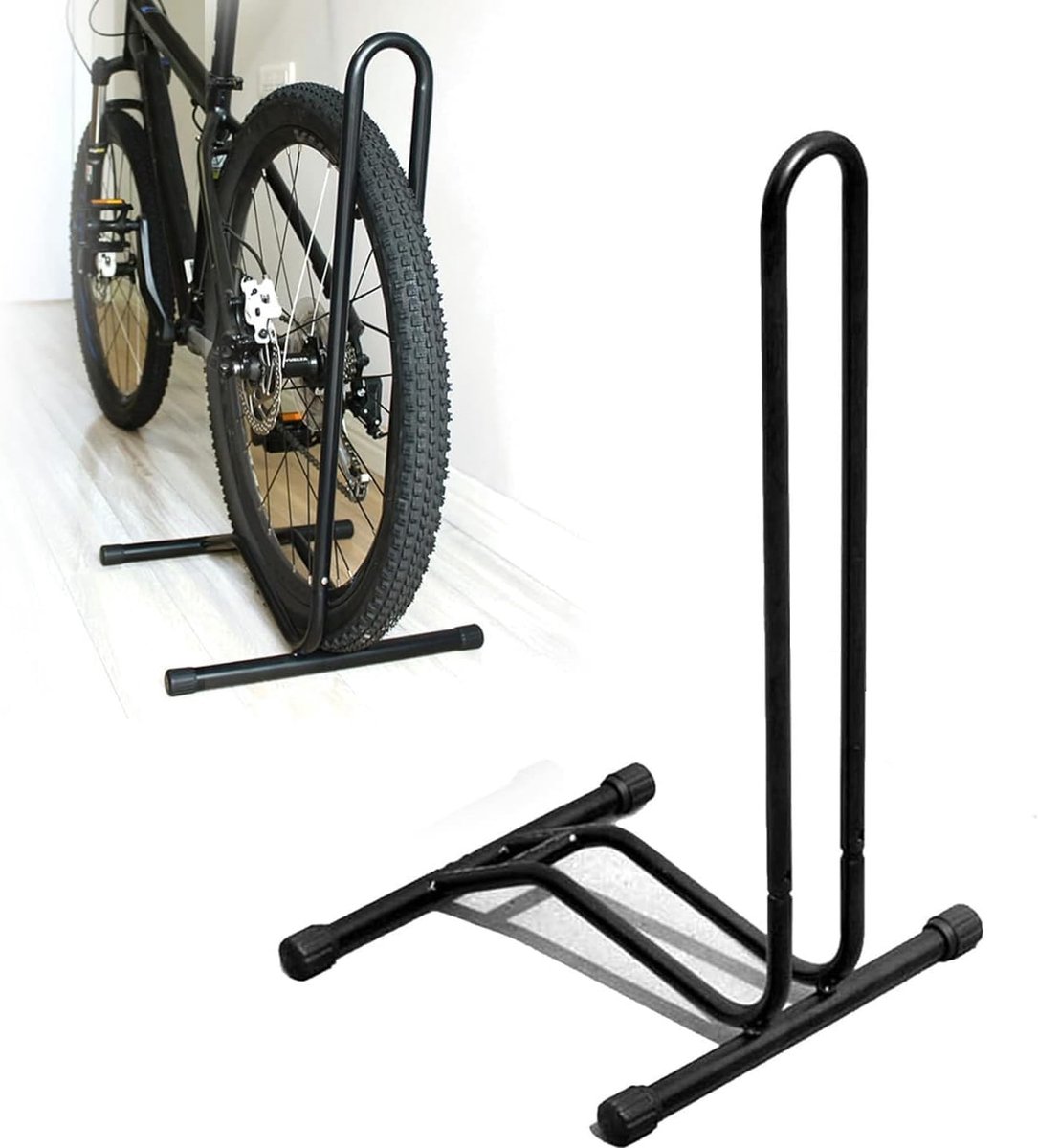 SnelShoppen - Fietsenstandaard Vrijstaand Opslagrek voor Mountainbike en Racefiets tot 27.5 Inch - Ruimtebesparend Staal Anticorrosie