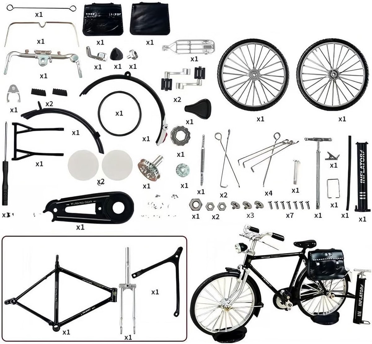 SnelShoppen - Fietsspeelgoed voor Vingers - Doe-Het-Zelf Decoratieset - Retro Mini Fiets - Vingerwiel Speelgoed Schaal 1:10 - Creatief Kantoor & Thuis