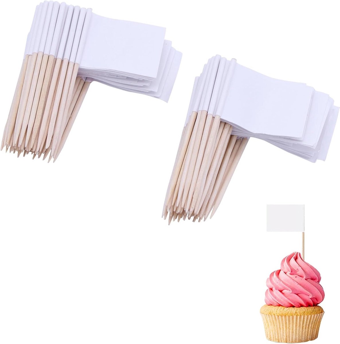 100 Stuks Kraft Vlaggetjes Prikkers, Mini Labels voor Kaas en Snacks, Perfect voor Bruiloften en Feesten
