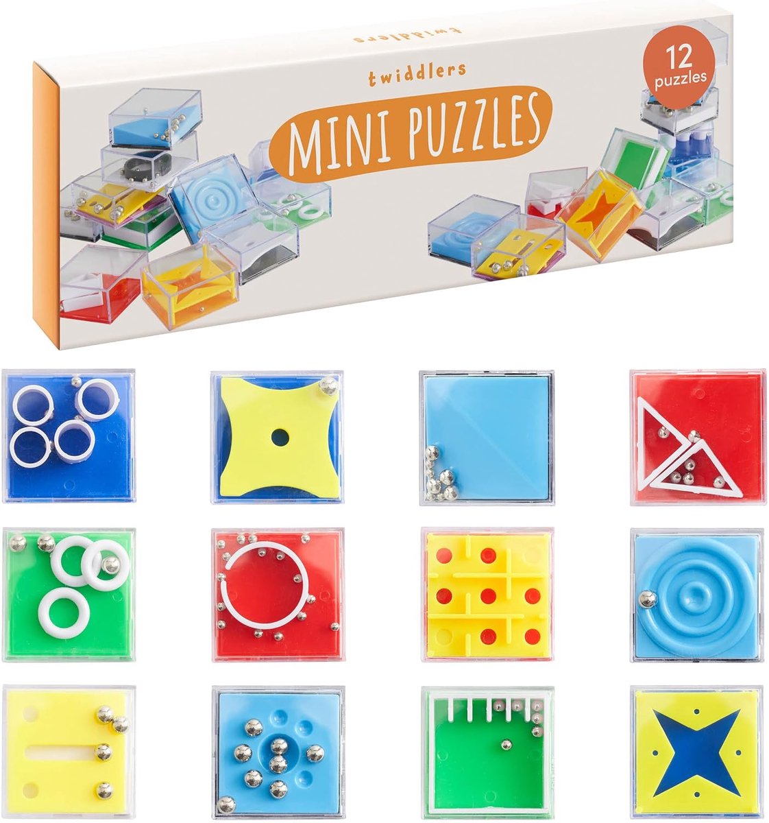 SnelShoppen - 12 Mini Puzzels Spellen voor Kinderen - Geduldsspellen voor Jongens en Meisjes - Perfect voor Kinderfeestjes, Verjaardagen en Cadeaus