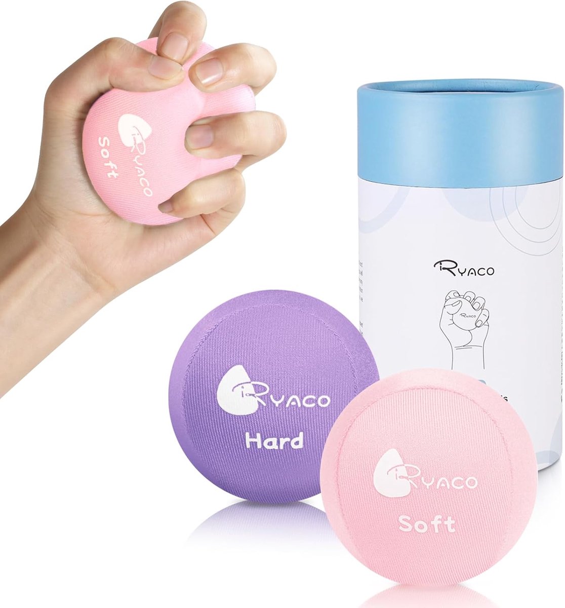Thijox - 2PCS Hand Oefening Gel Stressballen Set - Zachte & Harde Stressballen voor Grijpkracht, Angstverlichting, Weerstandstraining, Ideaal voor Atl
