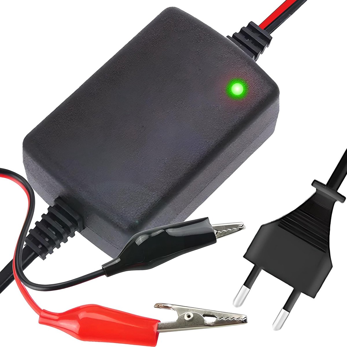 SnelShoppen - 12V Gel Acculader 1.5A voor Auto's, Motoren, Scooters, Tuinmachines, Boten, Campers - Automatische Batterijoplader met 1.3 m Kabel