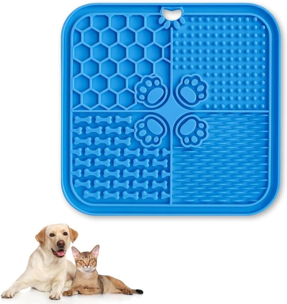SnelShoppen - Leak mat voor honden en katten, anti-stress mat met zuignappen, langzame traktaties- en natvoerdispenser, silicone voering, willekeurige
