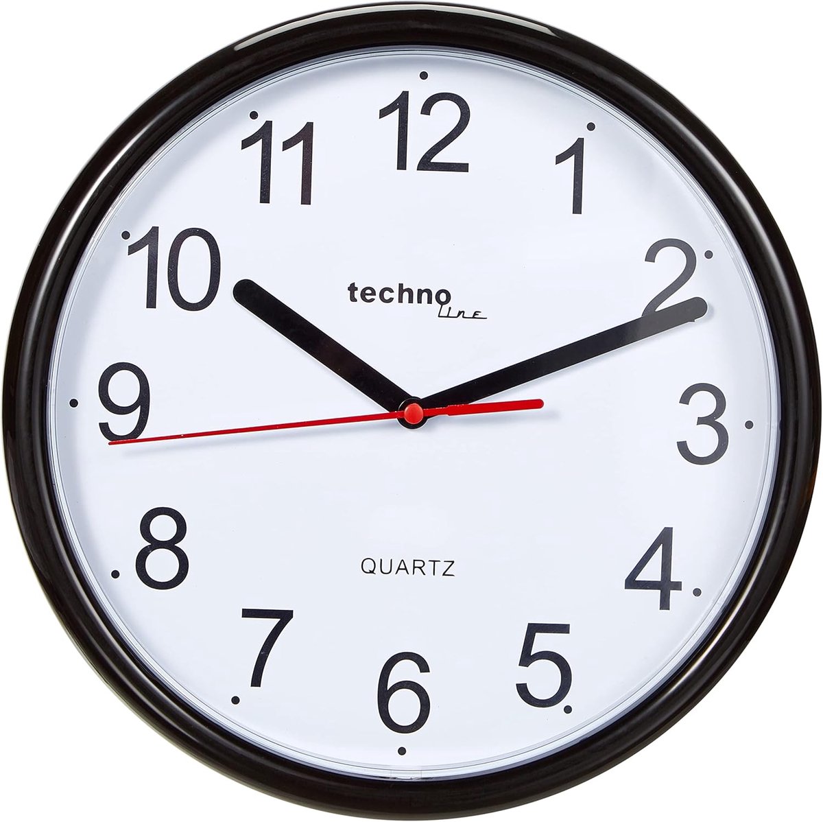 SnelShoppen - Wandklok Ø 25 cm - Moderne Design Klok voor Woonkamer, Keuken, Kantoor - Stille Quartz Mechanisme - Elegant Wit met Zwart - Perfect voor