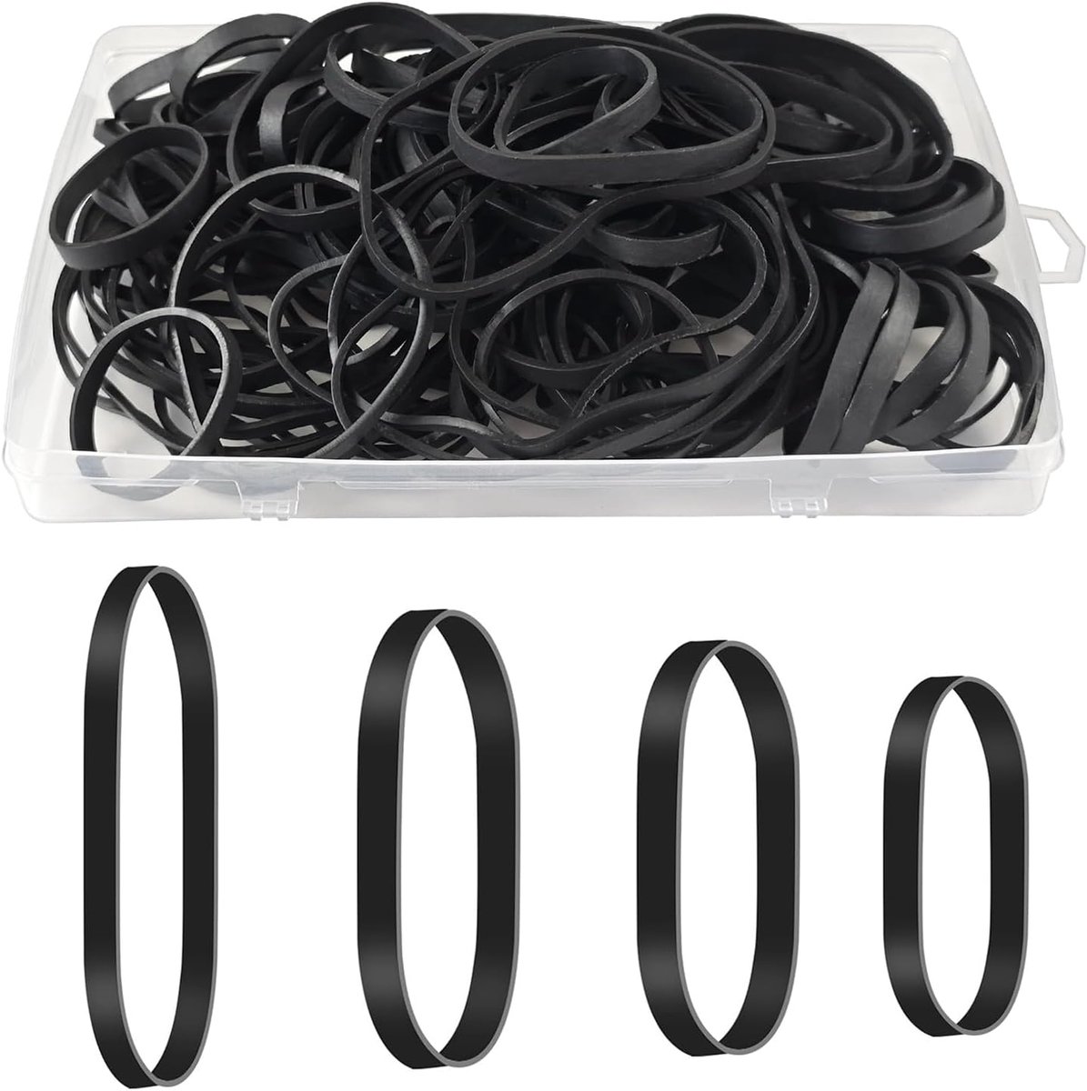SnelShoppen - Pack van 100 Elastische Banden Sterk en Breed 4 Maten (5/6/8/12 cm) Heavy Duty Rubber Ringen Weerbestendig voor Industrie, Camping, Huis