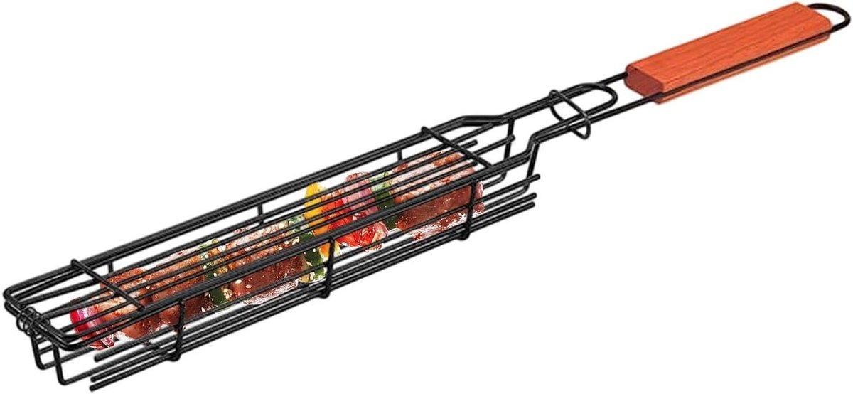 Hotdog Griller - Klem Voedsel Grillrek - Outdoor Koken - Dubbel Net Klemsysteem - 51 x 5 x 4.5 cm