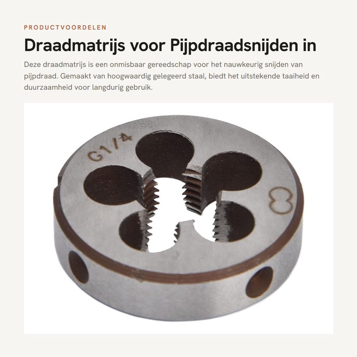 Dailygoods- Draadmatrijs G1/4 - Gelegeerd Staal - 38mm Buitendiameter - 10mm Dikte - Lichtgewicht - Eenvoudig te installeren - Draadsnijgereedschap