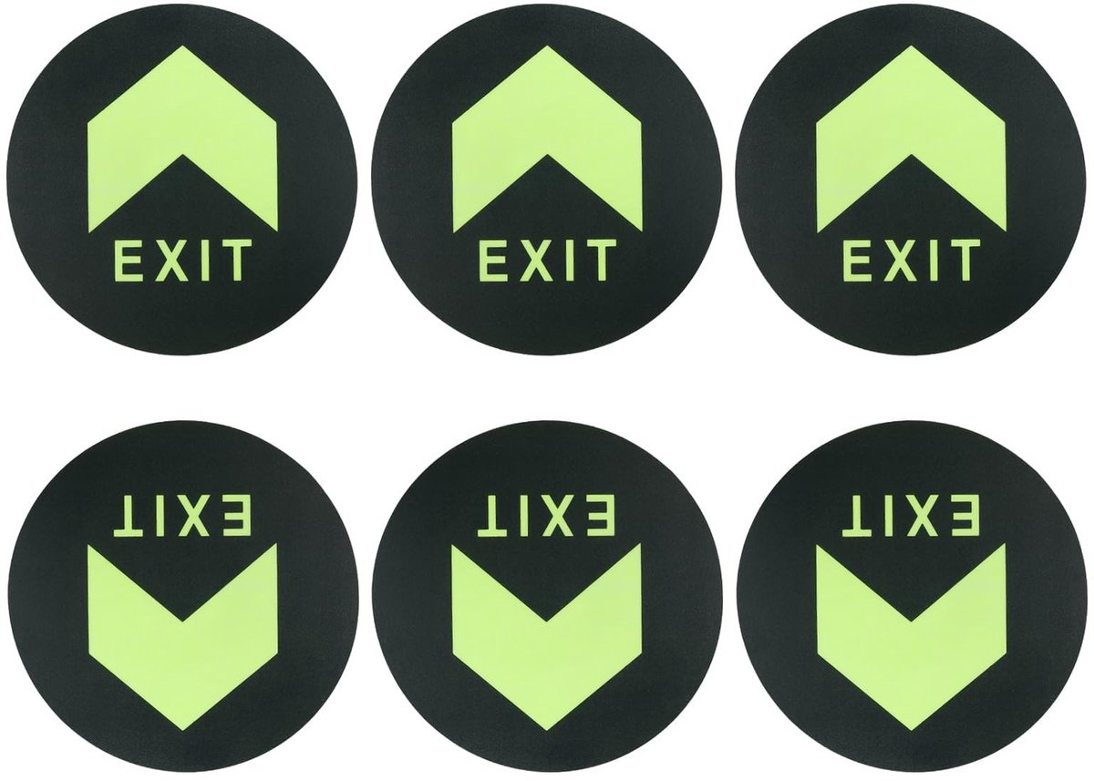 Dailygoods- Pijlstickers 12 stuks - Gloeiend in het donker - Zelfklevend - Verwijderbaar - PVC - 19,3 cm groot - Richtingstekens
