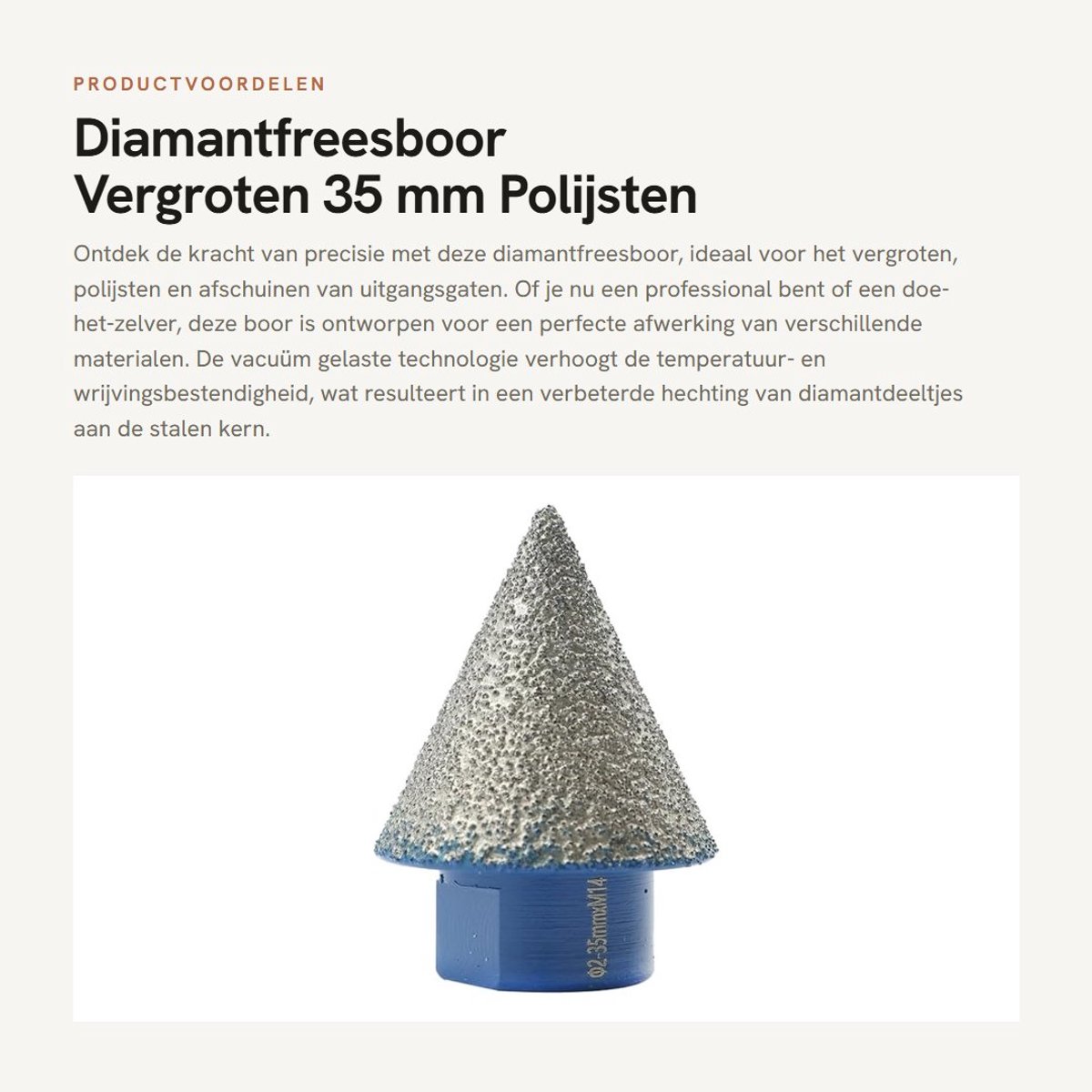 Dailygoods- Diamantfreesboor 35 mm - Diamantvingerfreesboor - M14-schroefdraad - Afschuinen - Polijsten - Vacuüm gelaste technologie - Boor