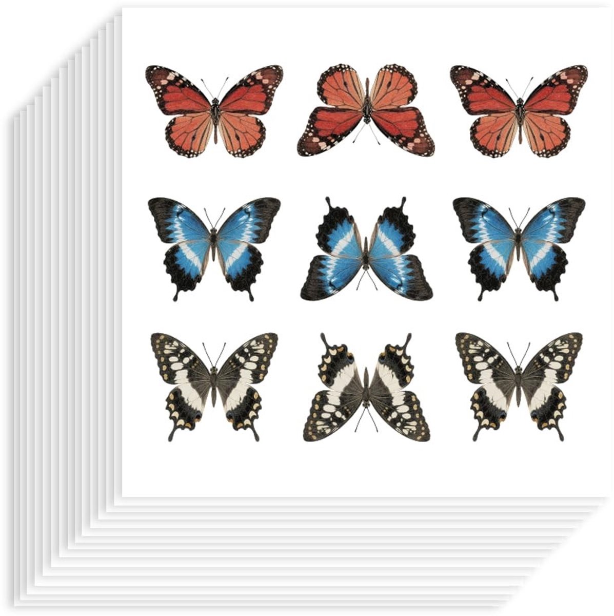 Dailygoods- Vlinderstickers 180 Stuks - Waterdicht - Zelfklevend Papier - Decoratieve Stickers - Monarchvlinders - 90 x 90 mm - Knutselen - Decoratiestickers