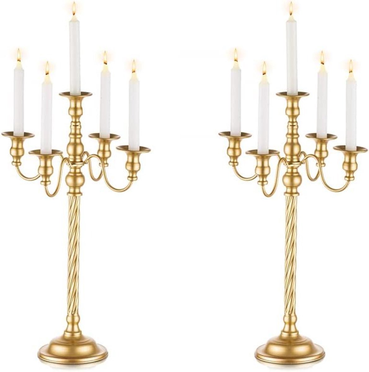 Kandelaar 5-armig - Kaarsenstandaard Tafeldecoratie - Feestelijke Decoratie - Spiraalpatroon - 53 cm - Goud