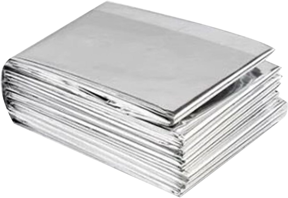 Thermische Dekens Survival - Aluminiumfolie Deken Poncho - Outdoor Noodsituaties - Lichtgewicht Draagbaar - 130x210cm Uitgevouwen - Zilver