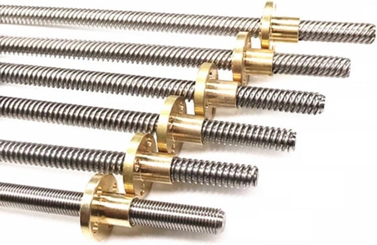 Lood Schroef - Trapezium Schroef - Precisie Beweging - Roestvrij Staal 304 - 8mm Diameter - Zilverkleurig
