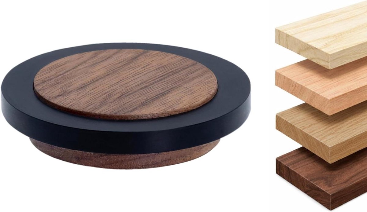 Houten Deurstopper - Muur Beschermer - Deuren Stoppen - Zelfklevende Montage - 47 cm Hoog - Walnoot Zwart