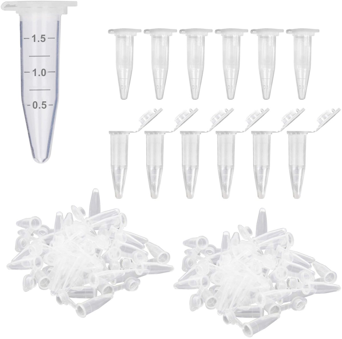 Dailygoods- Centrifugebuisjes 1,5 ml - Doorzichtige Microcentrifugebuizen - Kunststof met Kliksluiting - Conische Bodem - 200 Stuks - Ideaal voor Laboratoriumgebruik