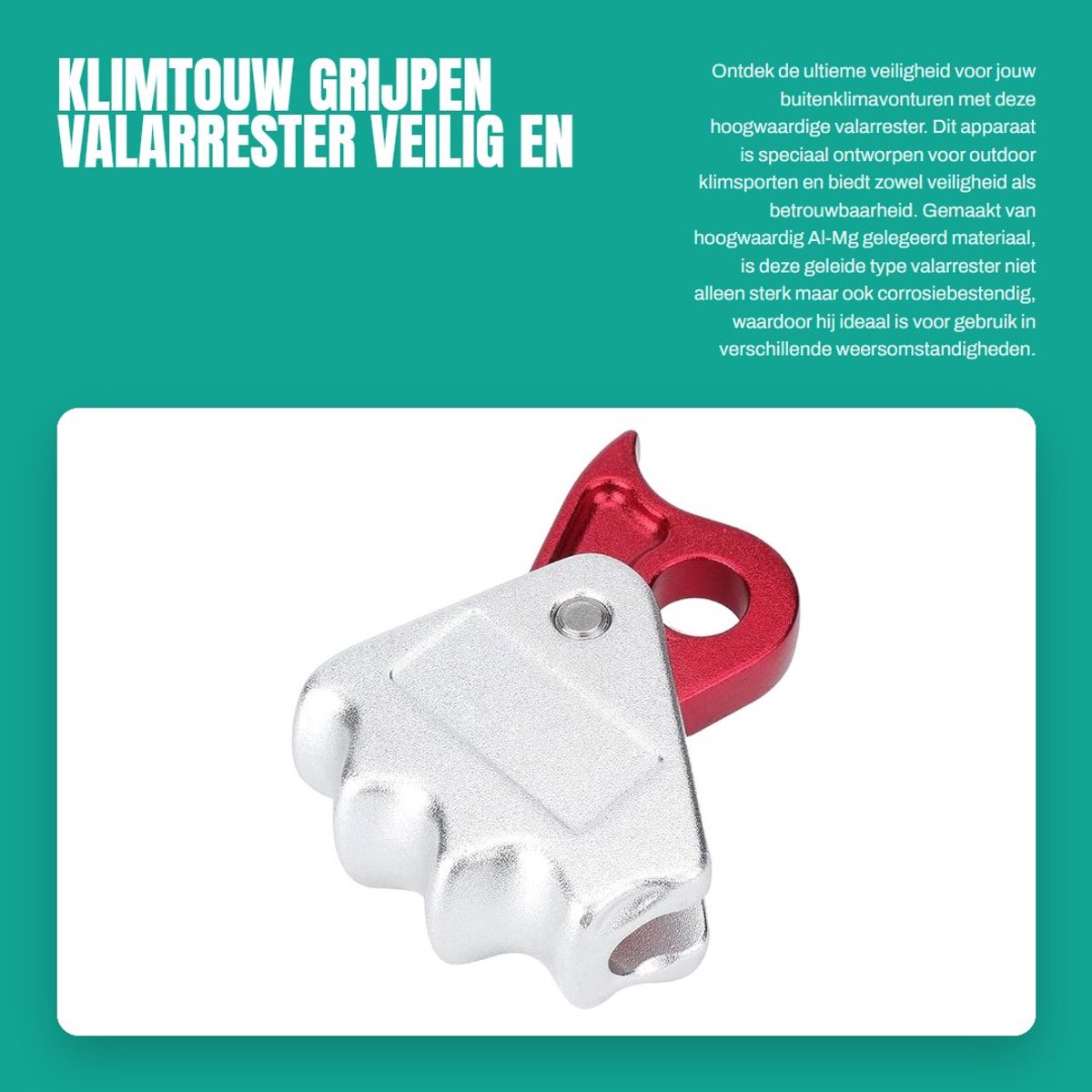 Dailygoods- Klimtouw Grijper - Duurzaam Veiligheidsgesp - Al-Mg Legering - Lichtgewicht - Corrosiebestendig - Ergonomisch Handvat - Valbeveiliging