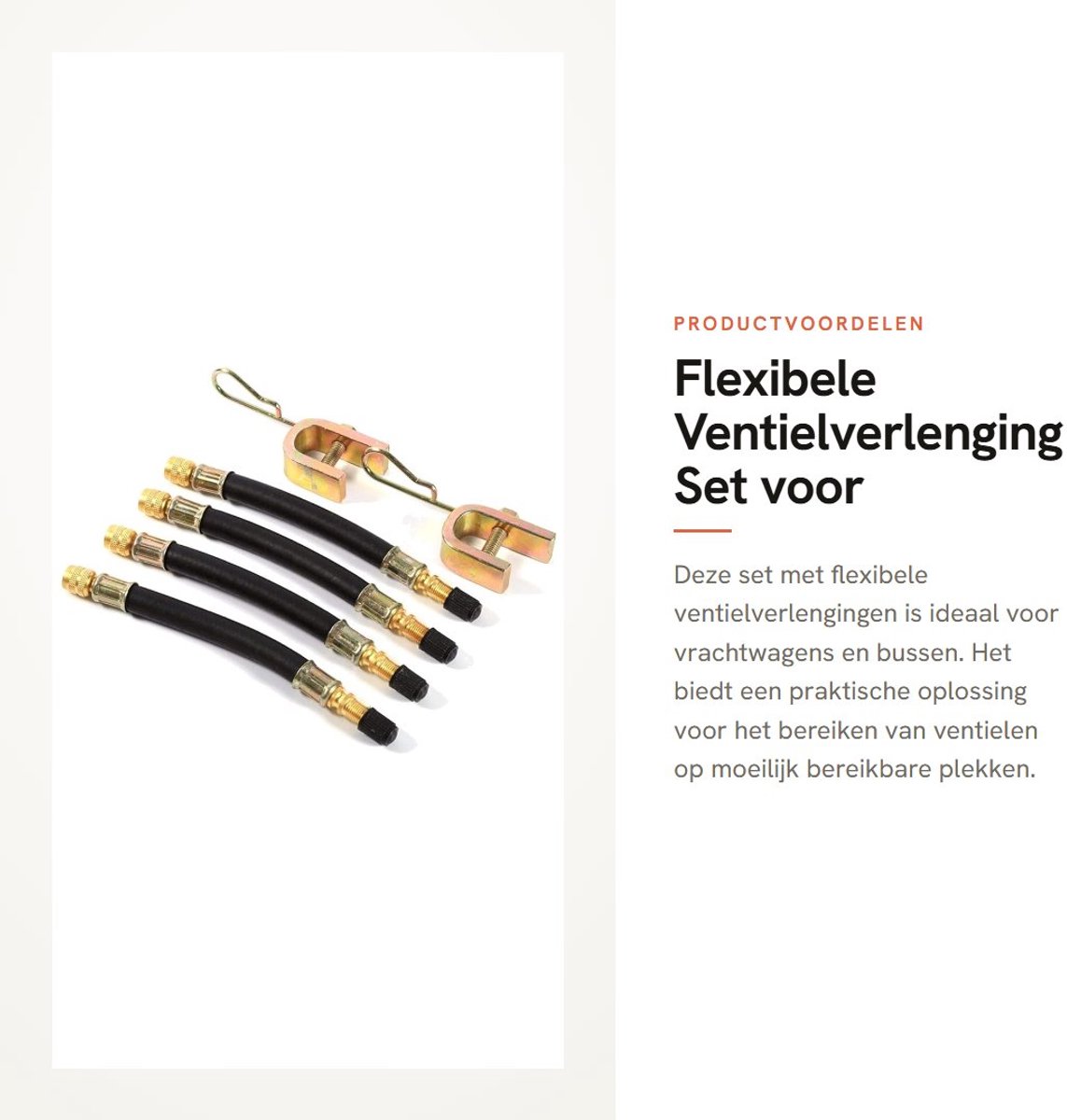 Dailygoods- Ventielverlenging 4x 140 mm - Flexibele Adapter - Klemmen - Hoogwaardig Rubber - Duurzaam - Geschikt voor Vrachtwagen/Busbanden - Bandenadapter