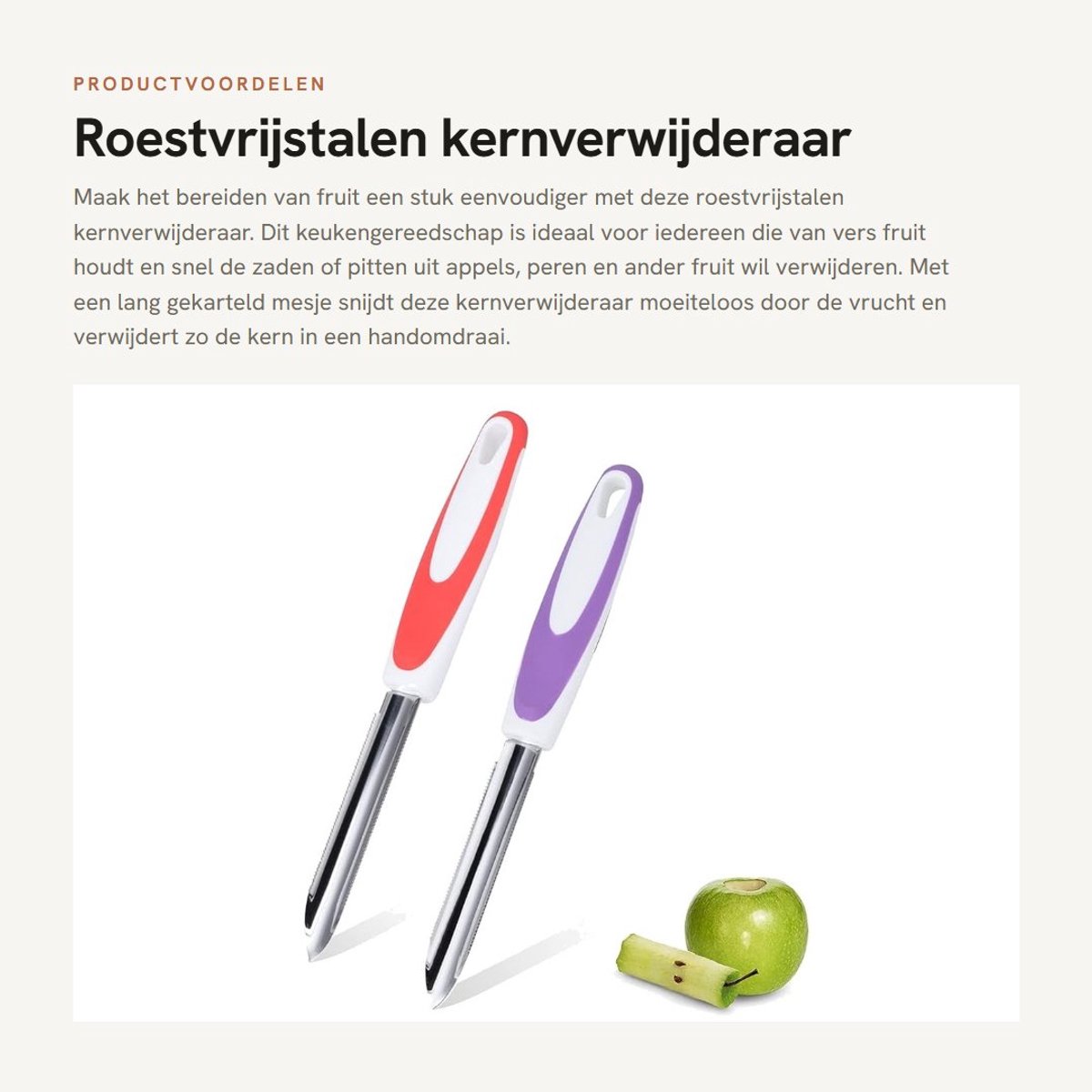 Dailygoods- Kernverwijderaar 2 Stuks - Roestvrij Staal - Fruitzaadboorgereedschap - Keukengereedschap - Gekarteld Mesje - Voedselveilig Materiaal - Fruitboor