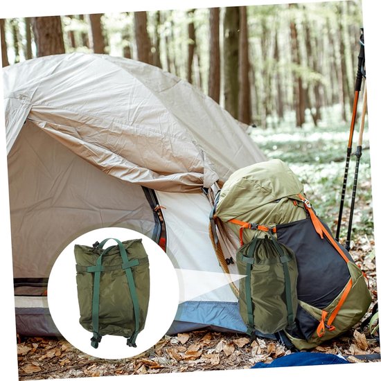 Slaapzak Compressiezak - Opbergzak Quilt - Outdoor Kamperen - Waterbestendig Nylon - 18x38 cm - Groen — afbeelding 2