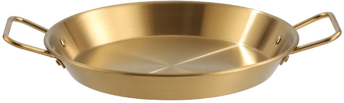 Dailygoods- Paellapan roestvrij staal - anti-aanbak - dubbele handgreep - gelijkmatige warmteverdeling - lichtgewicht - 28 cm - Koekenpan