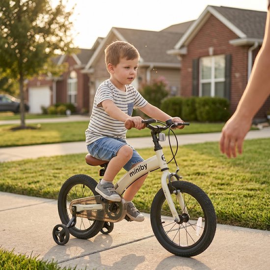 Qplay Miniby Kinderfiets 14 inch - 3 in 1 - loopfiets - Cream van Qplay — afbeelding 3