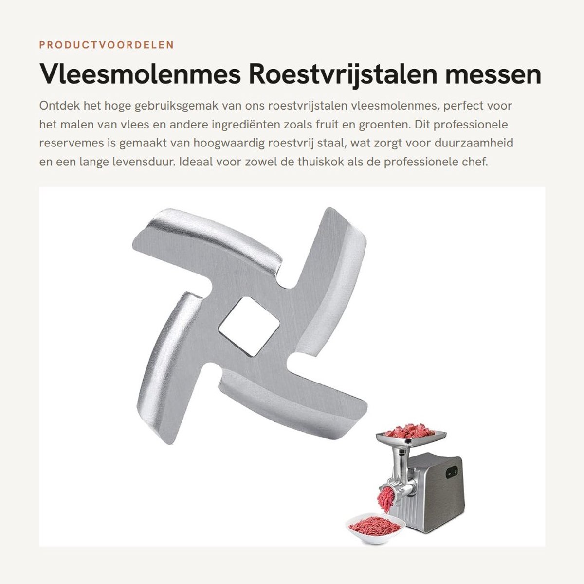 Dailygoods- Mes voor Vleesmolen Professioneel - Roestvrij Stalen Messen - Duurzaam Lemmet - Vervangingsmes - 8,3 mm Gat - 47 mm Diameter - Vleesmolenmes