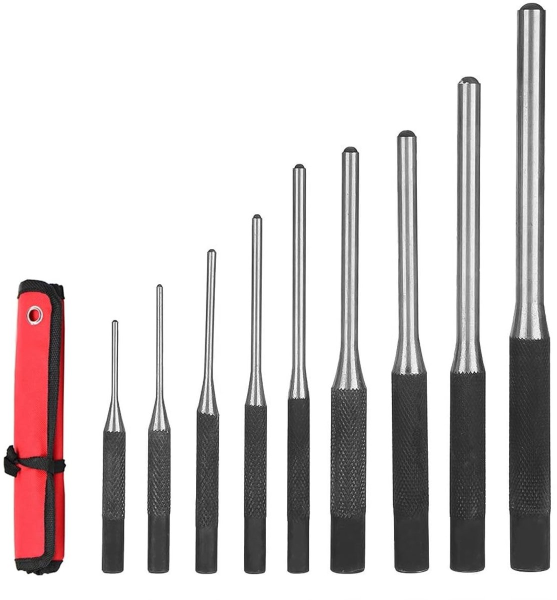 Dailygoods- Ponsset 9-delig - Ronde Ponsgereedschapsset - Beitel - Opbergtas - 40CR Stalen Constructie - Maten 1/16 tot 5/16 - Ponsgereedschap