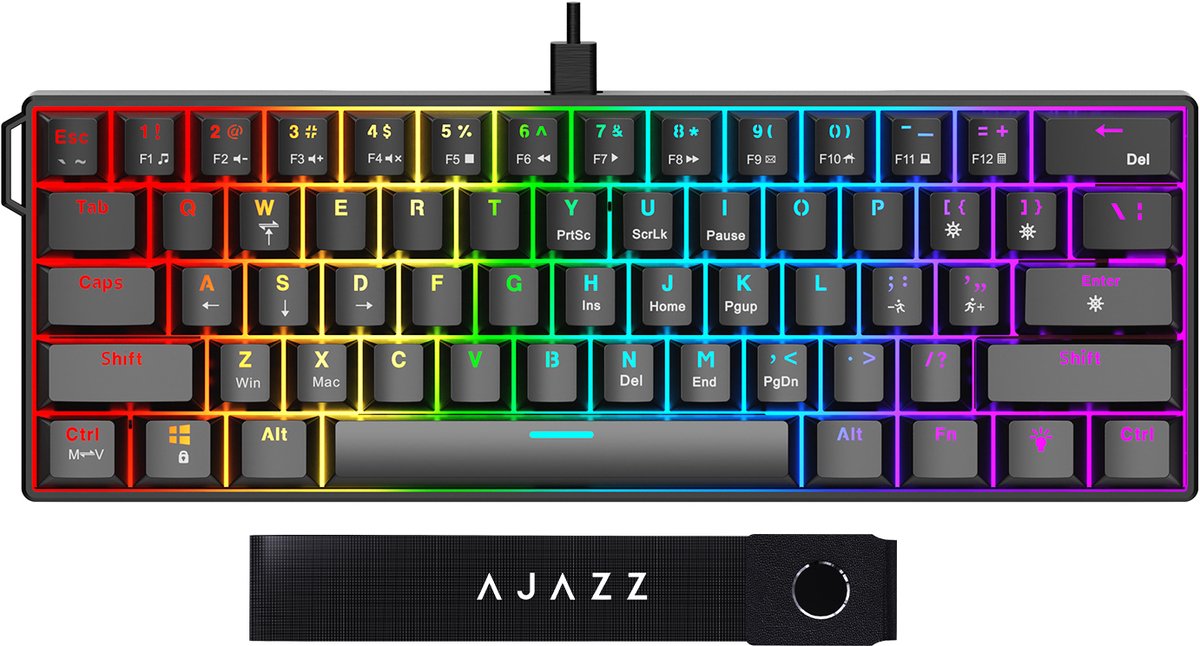 AJAZZ NK61 RGB Mechanisch Toetsenbord - 60% Gaming Keyboard - Zwart