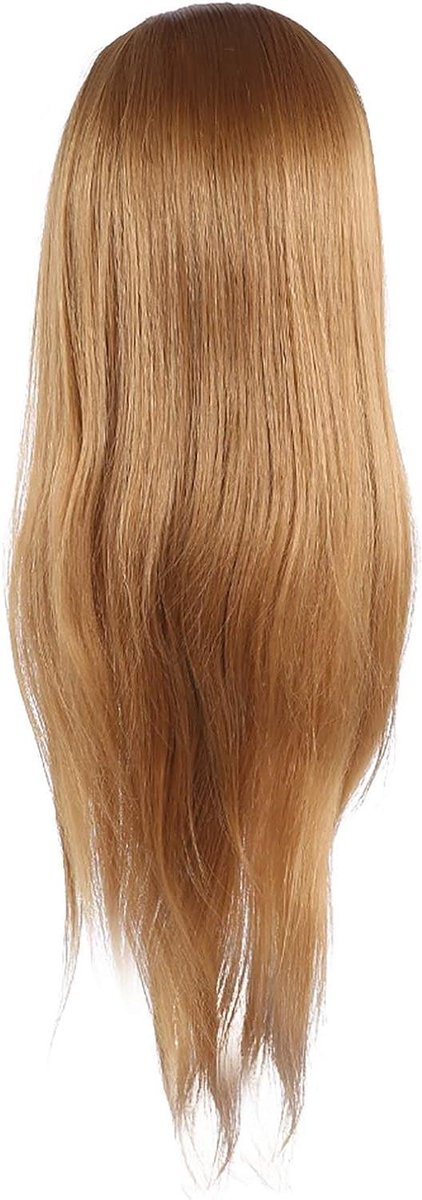 Oefenhoofd Dik Haar - Mannequin Hoofd - Haarstyling Oefenen - Gemakkelijk Te Wassen - 20 cm Haarlengte - Goud