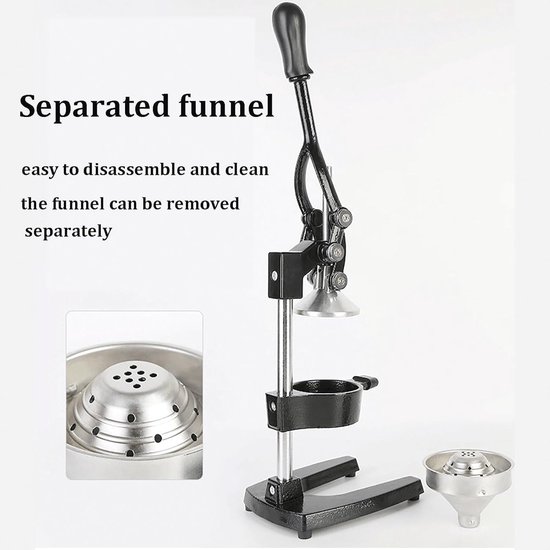 Citruspers Handpers - Sapcentrifuge Vruchtenpers - Vers Sap Maken - Gietijzeren Constructie - 22 x 17 x 39 cm - Grijs — afbeelding 2