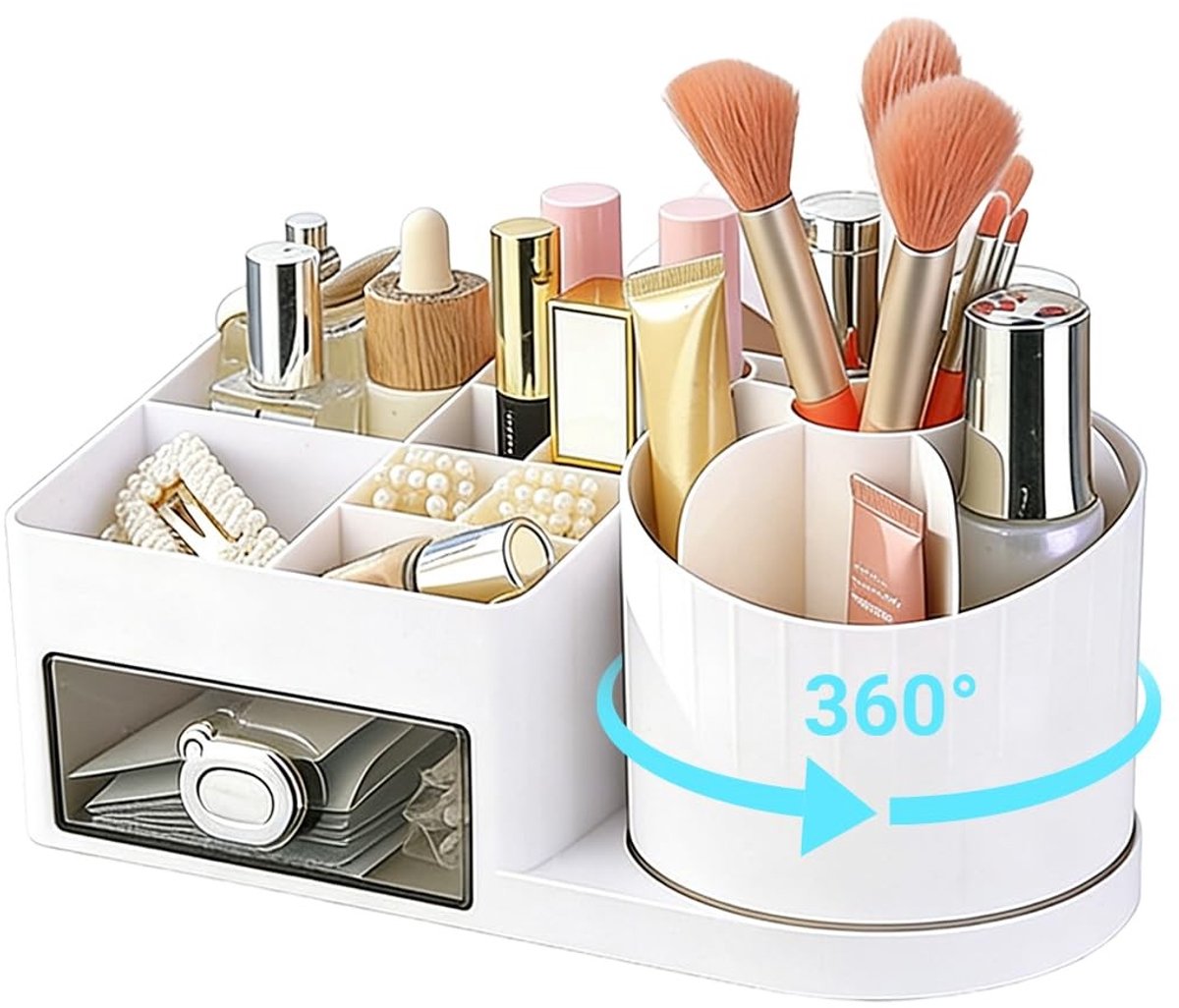 Dailygoods- Make-up Organizer Draaibaar - Bureau Organizer - 15 Vakken - Multifunctionele Organizer - Schuifladen - Grote Capaciteit