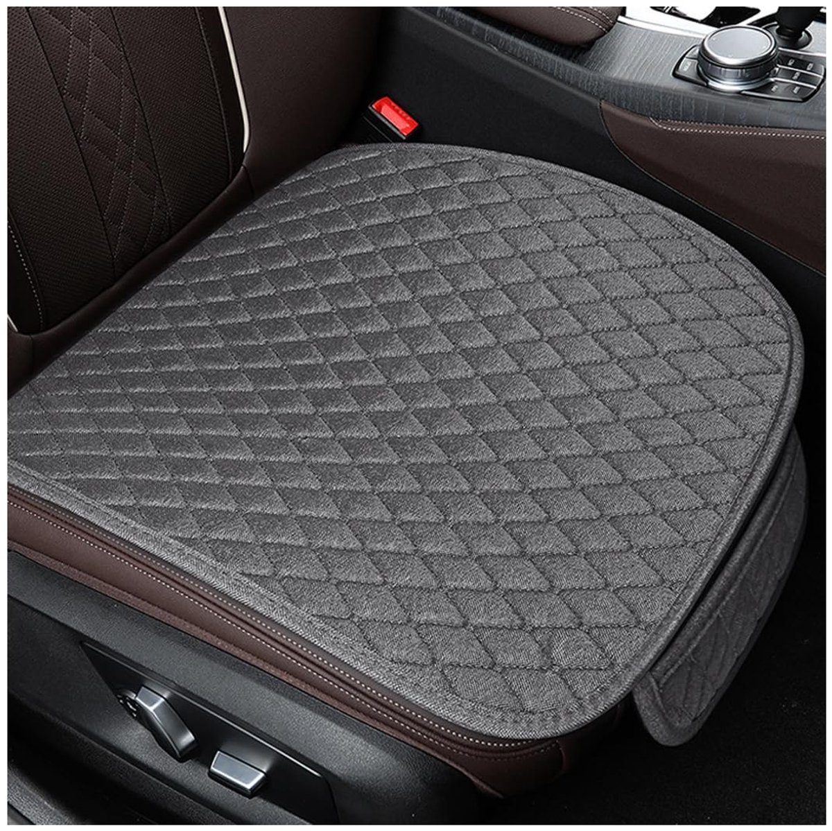 Dailygoods- Autostoelkussen Antislip - Universeel Zitkussen - 2 Stuks - Zacht Comfortabel - Linnen - 60 x 51 cm - Hoogwaardig Weefsel