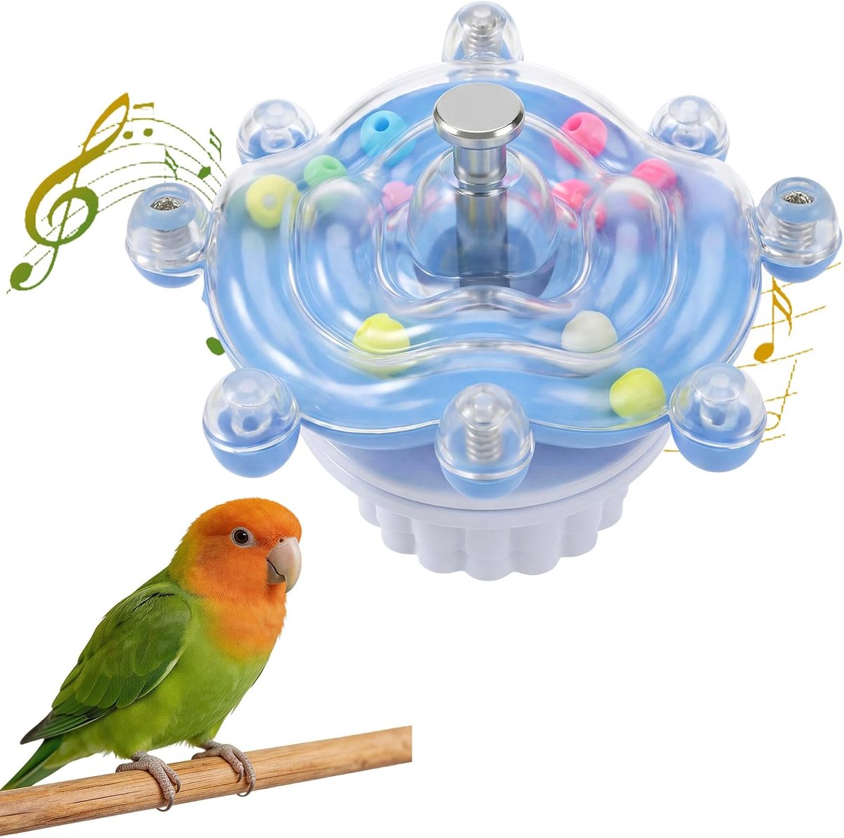 1 Kleine interactieve draaischijf voor vogels - Ca. 6 cm in diameter - Gemakkelijk te gebruiken - Geschikt voor grasparkieten, valkparkieten, dwergpapegaaien, klauwierachtigen en conures - Blauw