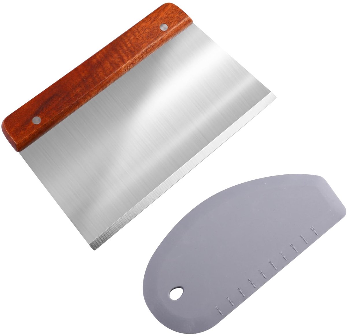 Dailygoods- Deegschraper roestvrij staal 20 cm - Siliconen Deegschraper - Keukenschraper - Deegsnijder - Ergonomische Handgreep - Duurzaam en gemakkelijk te reinigen - Deegspatel