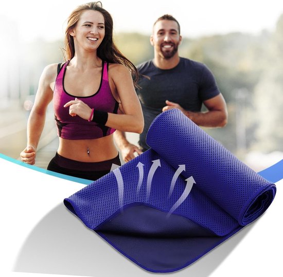 Sport Handdoek - Koeldoek - Fitness en Yoga - Ademend en huidvriendelijk - 30 x 100 cm - Blauw — afbeelding 5