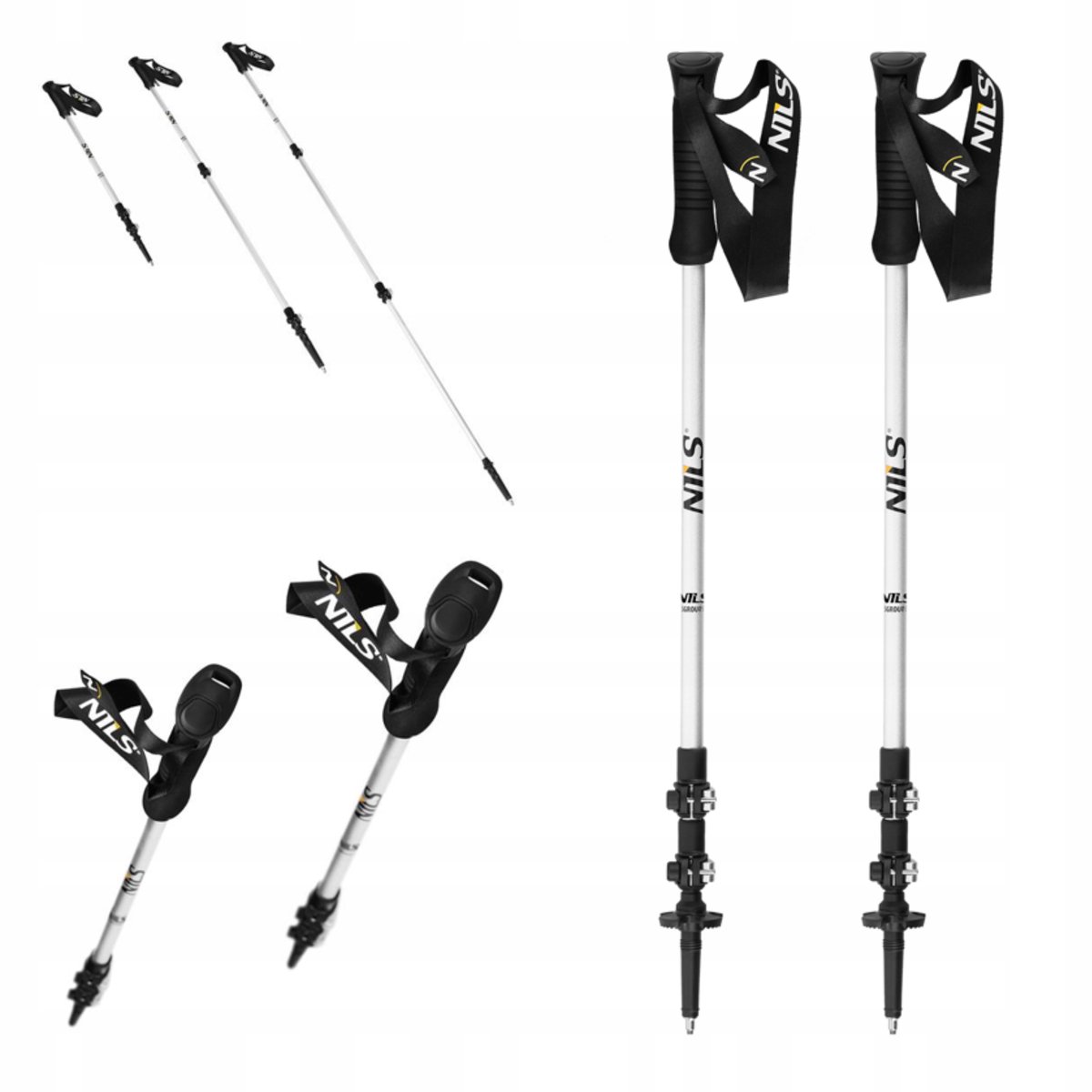 Nils TK8602 Witte Nordic Walking Stokken - Verstelbaar