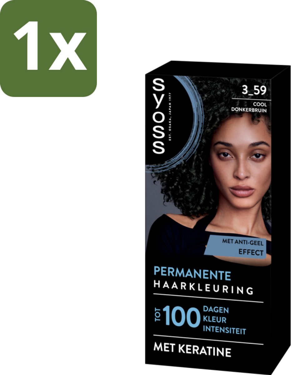 1 x SYOSS - Coloration 3-59 Cool Donkerbruin - Haarverf - Grijsdekking - Vermindert Haarbreuk - Haarverf - Grijsdekking - Donkerbruin - Keratine - Haarverzorging