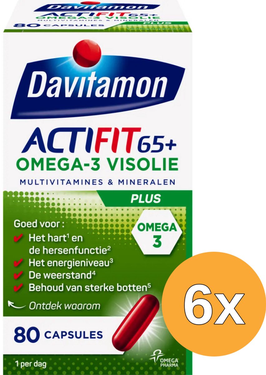 6x Davitamon Actifit 65+ omega 3 (80 capsules)