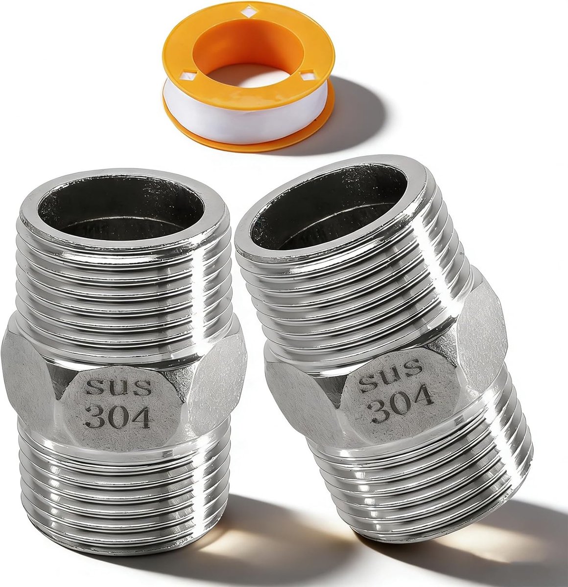 Dubbele Nippel 1 1/2 Inch - 304 RVS - Voor Pijpaansluiting - Ideaal voor Drinkwatersystemen - ShopVlot