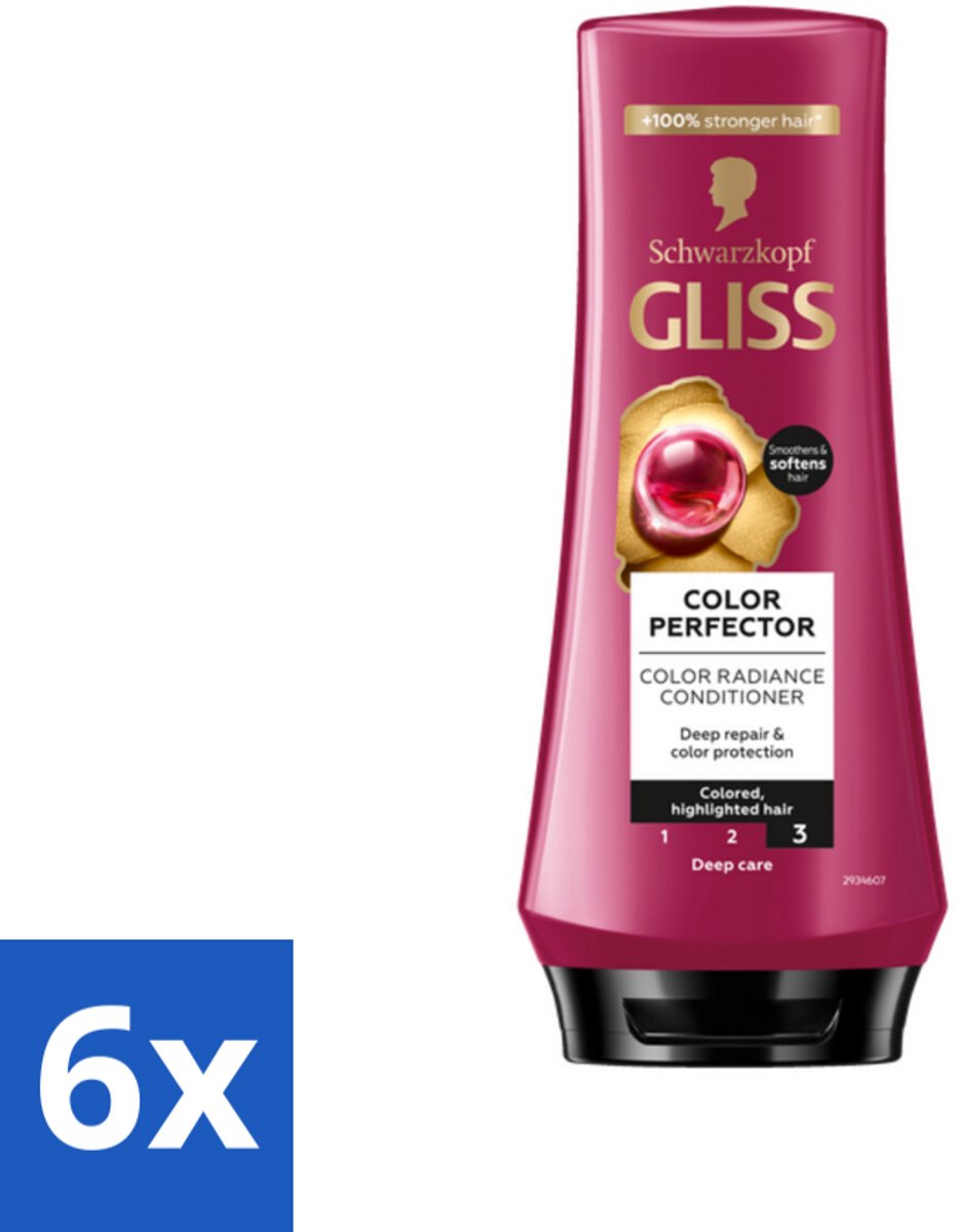 6 x Gliss - Hair Repair - Conditioner voor Kleurbehoud en Glans - 200 ml - Haar Conditioner - Kleurbescherming - Glans Conditioner - Geverfd Haar - Highlights