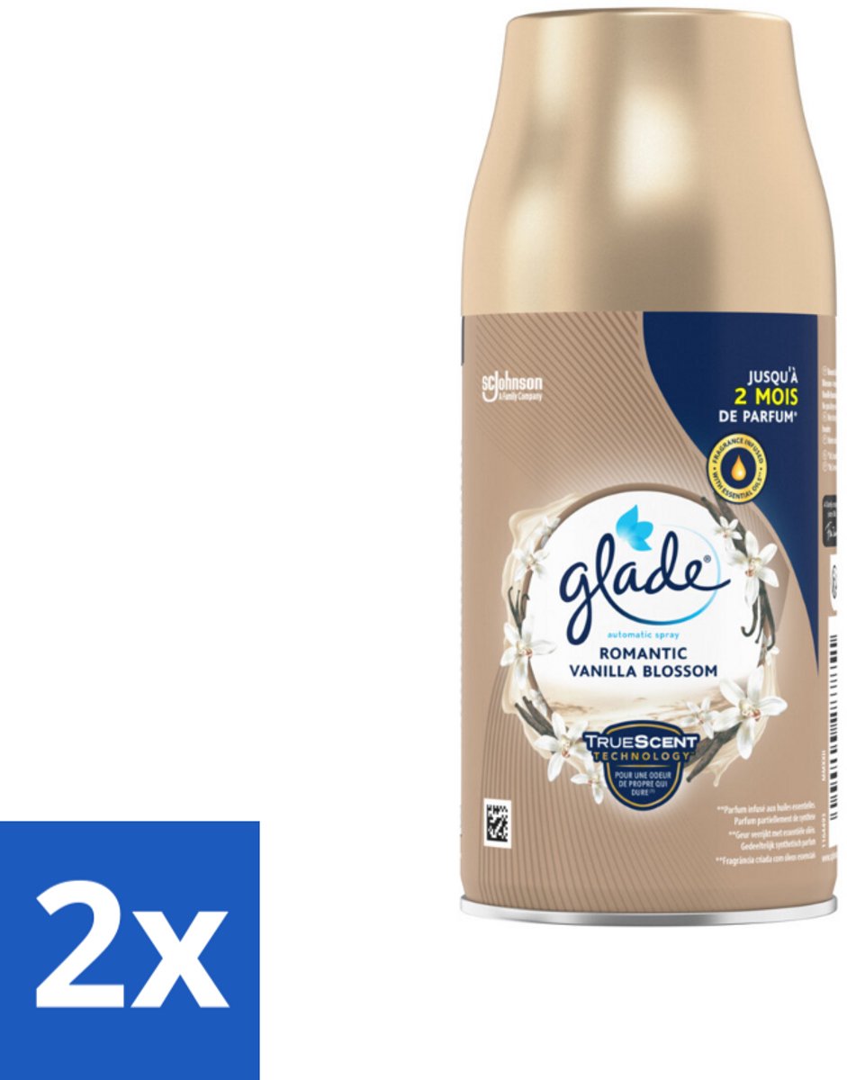 2 x Glade - Automatische Spray - Romantic Vanillebloesem - 269 ml - Geur - Vanille - Bloemen - Spray - Huisgeur