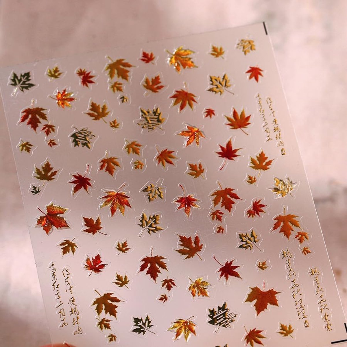 2 Stuk Nagelstickers Zelfklevend, Nagelsticker Herfst, Herfstbladeren Nagelstickers Met Gouden Versiering Voor - ShopVlot