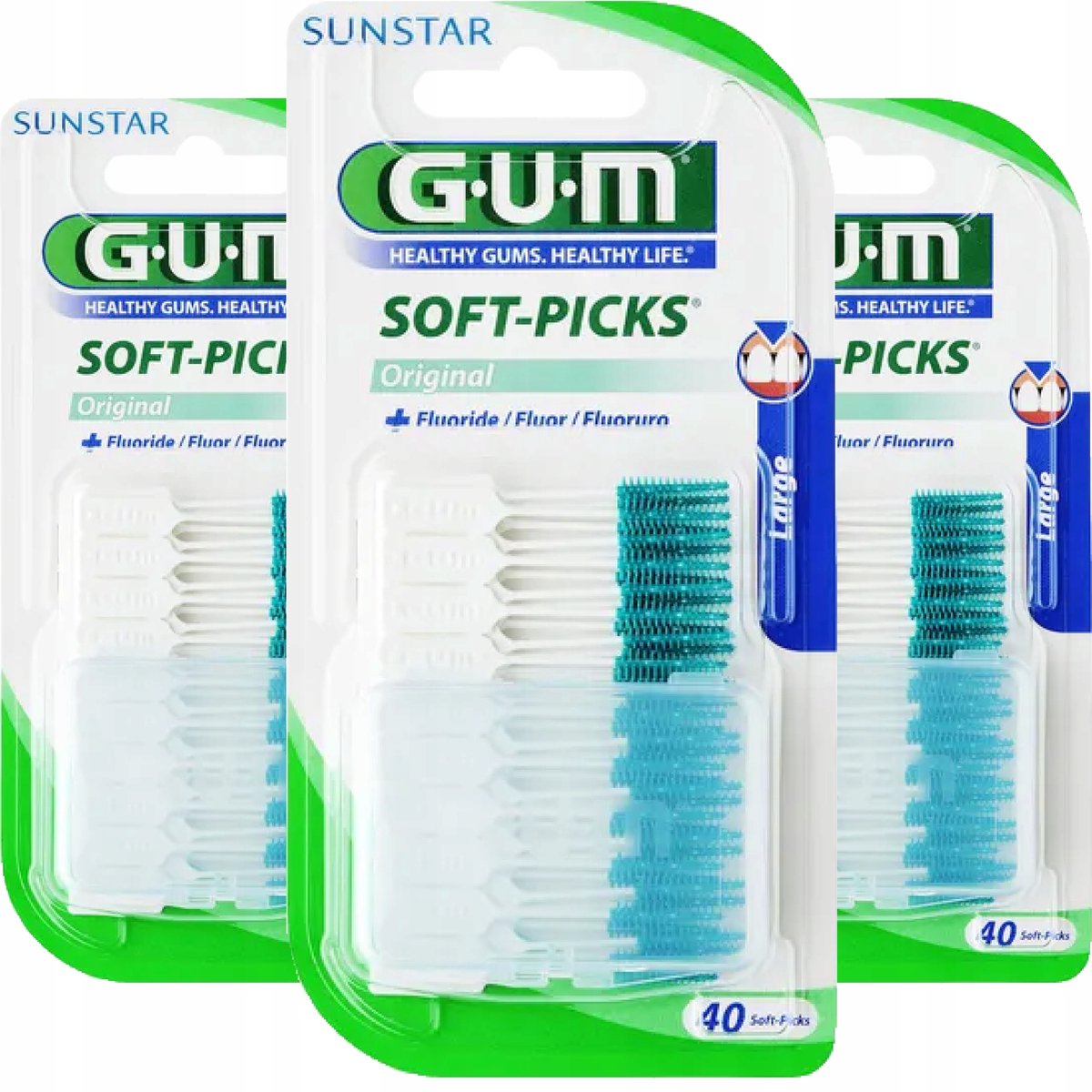 3x40 GUM Soft Picks Extra grote interdentale borstelharen - 120 stuks