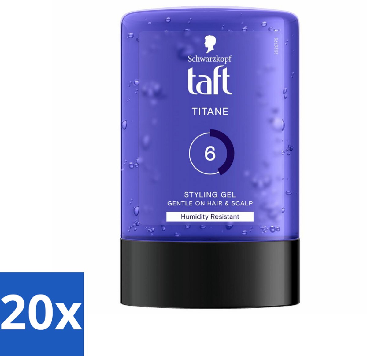 20 x Taft - Titane 6 - Styling Gel - Krachtige fixatie - 300 ml - Krachtige Fixatie - Titanium Hold - Haar Styling Gel - Sterk Haar - Vochtbestendig Haar