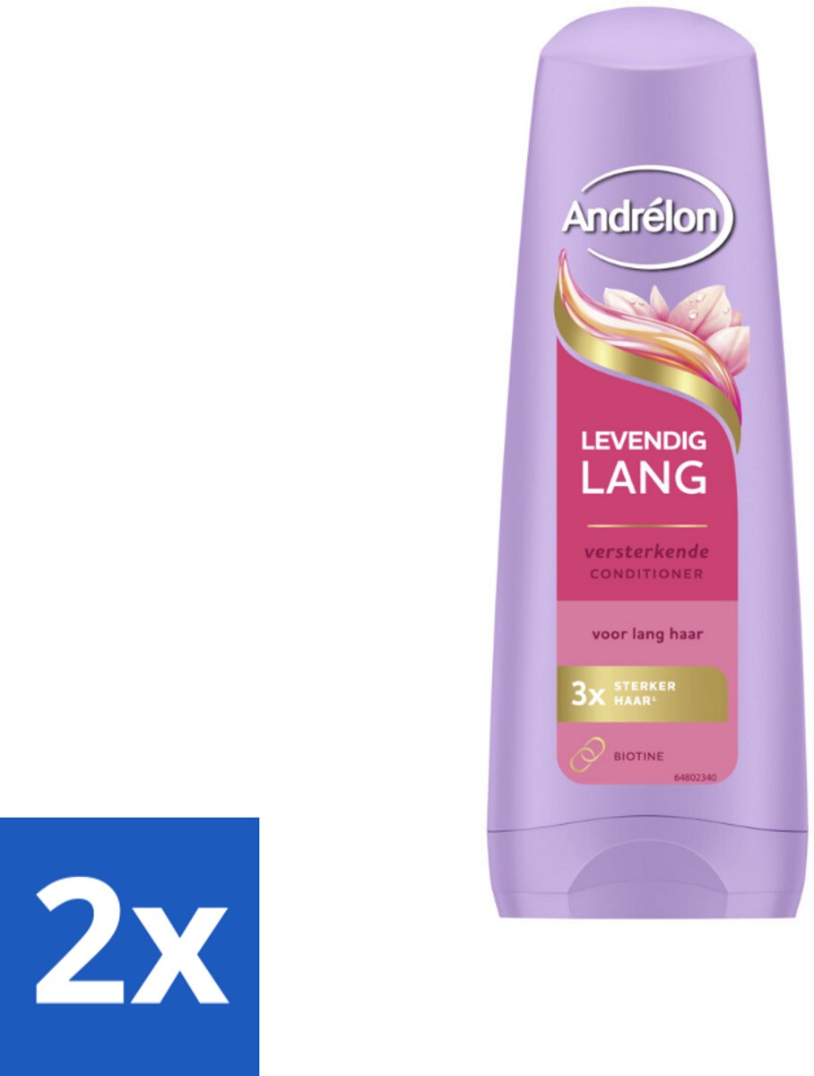 2 x Andrélon – Conditioner – Levendig Lang – 200 ml - Lang Haar Verzorgen - Haar Versterken - Haar Verzorgen - Haar Breuk Voorkomen - Biotine Voor Haar